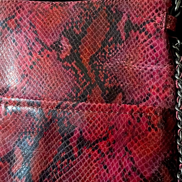AIMEE KESTENBERG Red/Rose/Black Leather Snakeskin Crossbody Purse - Picture 9 of 16